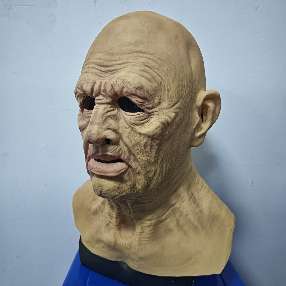 Old Man Latex Mask Bald Man Full Head Mask Halloween Cosplay Party Masquerade Props Realistic Wrinkle Old Man Head Cover