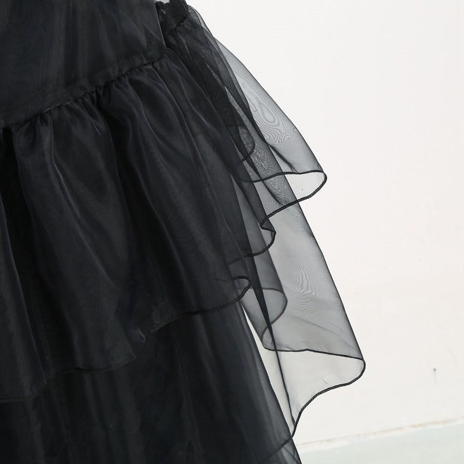 Girls Princess Dress Child Birthday Party Layered Disguise Kids Cosplay Halloween Fantasy Dark Gothic Dancing Costume 4-12Years