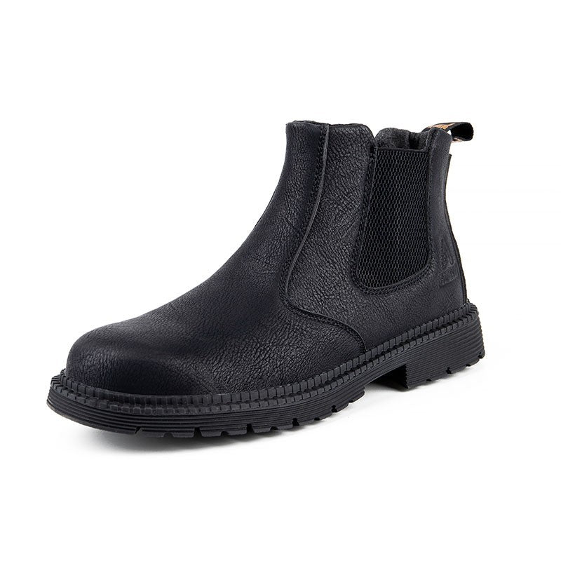 Sapatos de Segurança Impermeáveis Masculinos com Biqueira de Aço Botas de Couro Calçado Masculino Sapatos de Trabalho Indestrutíveis para Construção Marrom