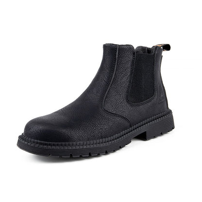 Sapatos de Segurança Impermeáveis Masculinos com Biqueira de Aço Botas de Couro Calçado Masculino Sapatos de Trabalho Indestrutíveis para Construção Marrom