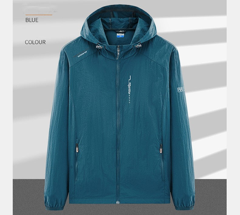 Summer Outdoor Quick Dry Sun-Protective Thin Jacket Men Hiking Fishing Cycling Hooded Gym Sport Windbreaker Ultra Light Coats