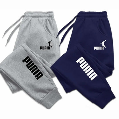 Calça de moletom masculina estampada PUAIA, calça de corrida primavera outono, fitness, caimento folgado, roupa de cor sólida, calça streetwear