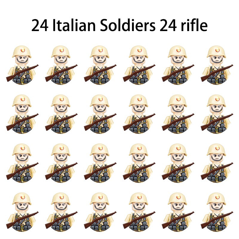 Brinquedos de blocos de montar para crianças: Modelos de Mini Armas de Exército Nacional de Guerra de Soldados de Infantaria da Segunda Guerra Mundial