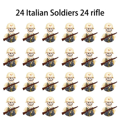 Brinquedos de blocos de montar para crianças: Modelos de Mini Armas de Exército Nacional de Guerra de Soldados de Infantaria da Segunda Guerra Mundial