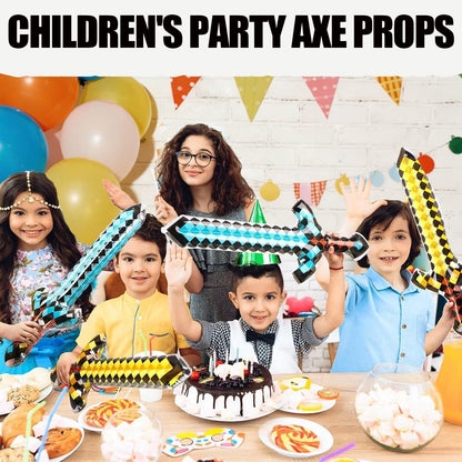 12-72Pcs Inflatable Weapons for Kids Pixel Diamond Swords Inflatable Sword for Theme Party Birthday Halloween Party Cosplay