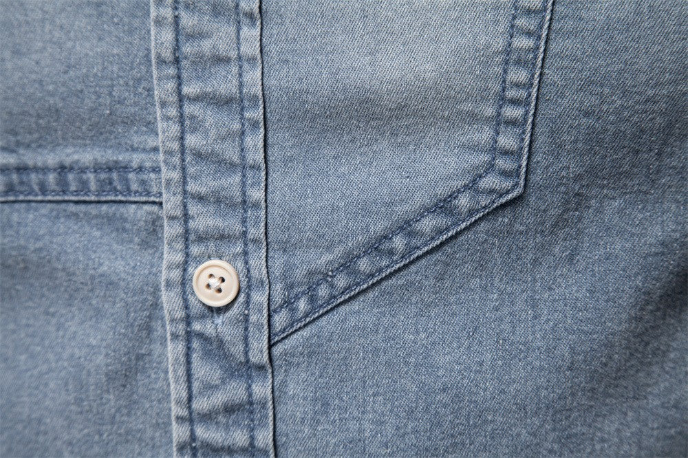 2025 Fashion Denim Shirt for Men Cotton Casual Long Sleeve Cowboy Shirts High Quality Patchwork Clothing Elastic Men's Shirt