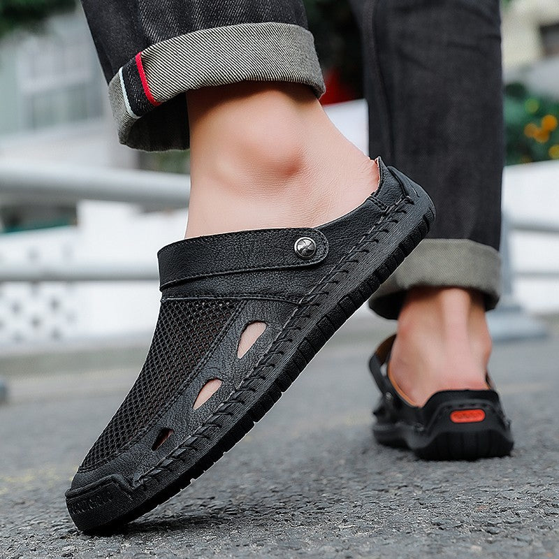 Soft Sole Male Simple Slippers Breathable Mens Summer Sneakers Casual Half Shoes Leisure Walk Half Drag Outdoor Non-Slip Sandals