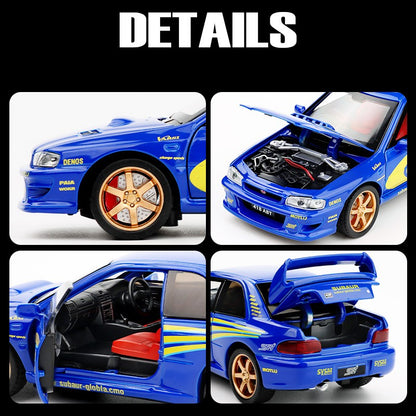JDM 1/32 Subaru Impreza WRX STI Rally Supercar Diecast Model Alloy Metal Car Children's Toy Car Miniature Mini GT Holiday Gifts
