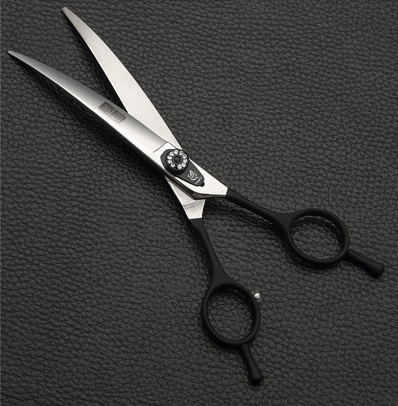 Tesouras de tosa profissional Fenice 7.0 7.5 8.0 polegadas pretas curvadas para cães Teddy/Pomeranian, ferramentas de tosa para animais de estimação JP 440C