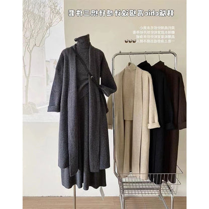 Gentle and Lazy Slimming Knitting 2025 Autumn New Loose Sweater Cardigan Skirt Fashion Set