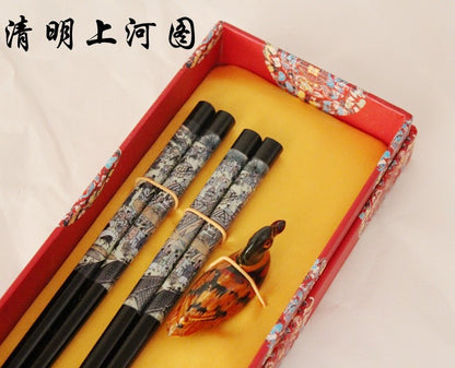 Hashis de madeira 2 pares com descanso características chinesas China Affairs apresenta melhor presente pauzinhos lembrança