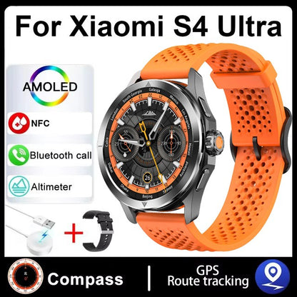 Novo Para Xiaomi S4 Ultra Outdoor Sports Smart Watch Masculino 1,53 polegadas AMOLED NFC GPS Bússola Frequência cardíaca À prova d'água Chamada BT Smartwatch