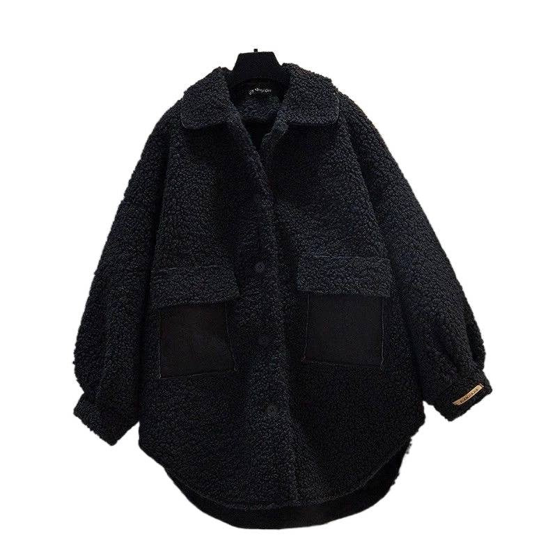 Plus Size Plus Size Women's Autumn Winter Thickened Lamb Fur Jacket Chic Hong Kong Style Design Slimming Outerwear Street Trend