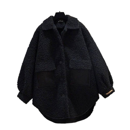 Plus Size Plus Size Women's Autumn Winter Thickened Lamb Fur Jacket Chic Hong Kong Style Design Slimming Outerwear Street Trend