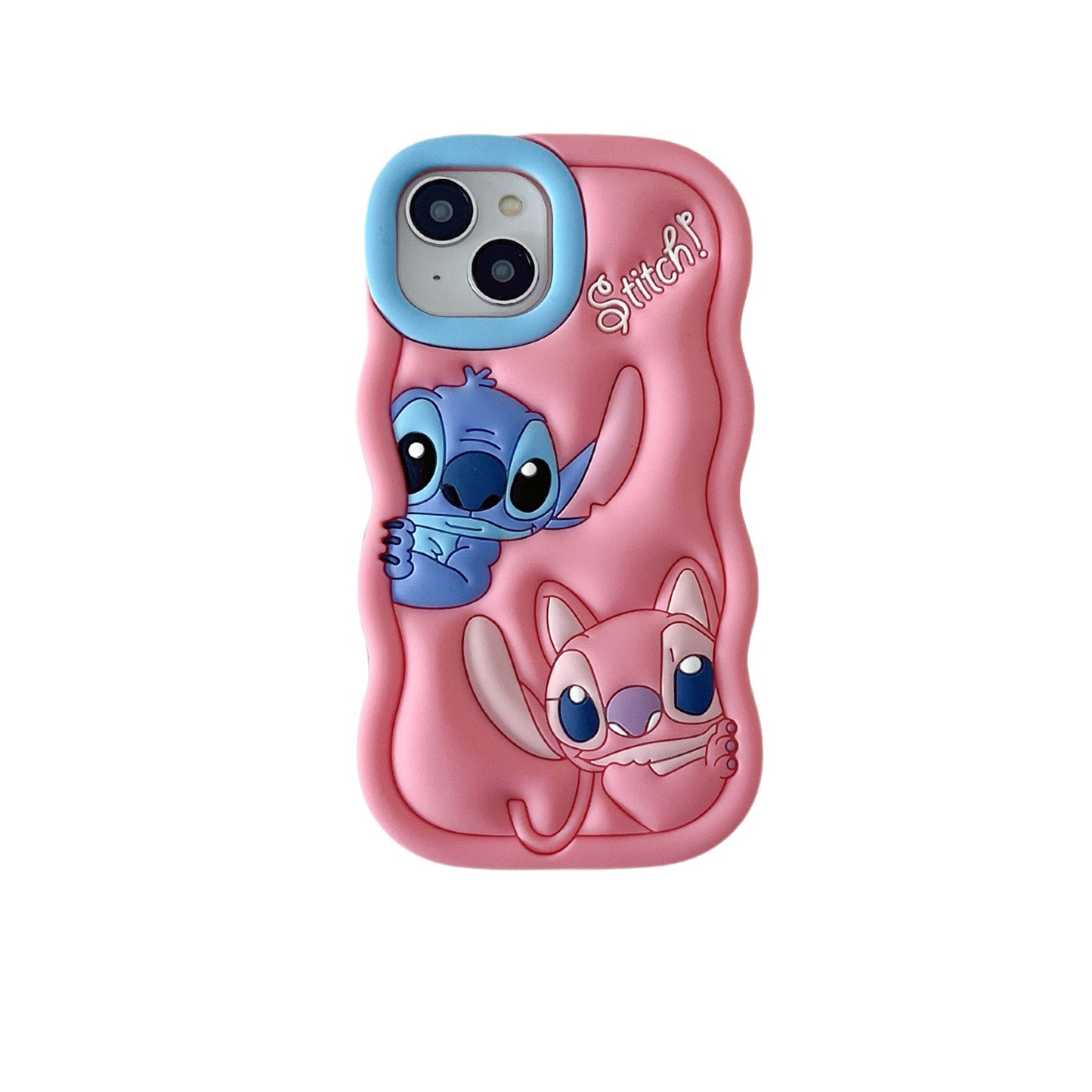 Capa de Celular Disney Desenho Animado Fofo Iphone 11 12 13 14 15 Pro Plus Stitch Material de Silicone Simples Completa Presente de Dia dos Namorados