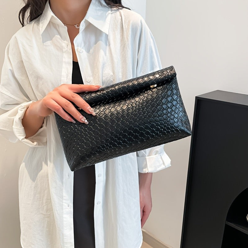 Fashionable and elegant clutch bag, large-capacity flip-top dinner bag, versatile handbag, ladies' shopping bag