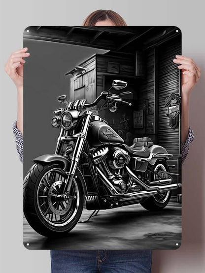 Letreiro de Flandres H-Harley Pôster de Motocicleta Decoração Estética de Quarto Masculino Placas de Metal Personalizadas para Garagem Decoração de Parede Retrô para Casa