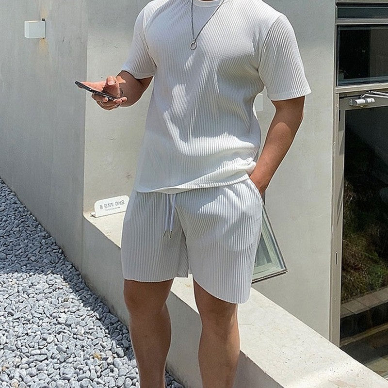 Men's Summer Quick Dry Breathable Gym Fitness Sports Running Ruffled Casual Shorts Workout Jogger Short Pants Loose Sweatpants