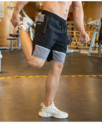 Men Beach Shorts Male Gym Fitness Sport Short Pants Joggers Basketball Sportswear Bodybuilding Loose Plus Size Zip Pocket