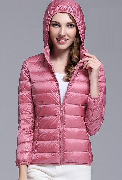 White Duck Down Winter Hoody Jackets Ultra-light Women Down Coats Puffer Long Sleeve Warm Slim Portable Thin Female Outwears 7XL