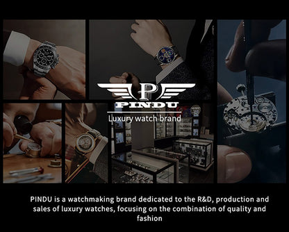 PINDU New Watches European Button Roulette Fun Game Sapphire Glass NH35A Mechanical Watch Diamond Dial Leather Men's Watch P6628