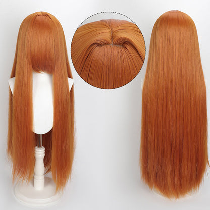 Peruca Colorida de 100cm Longa Lisa Cosplay Anime Fantasia Festa Perucas Sintéticas Resistentes ao Calor