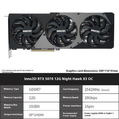 Placa de Vídeo Independente Inno3D RTX 5070 Ti 5070/5070Ti/16G 12G GDDR7 Gaming Esports para Computador de Mesa Montado