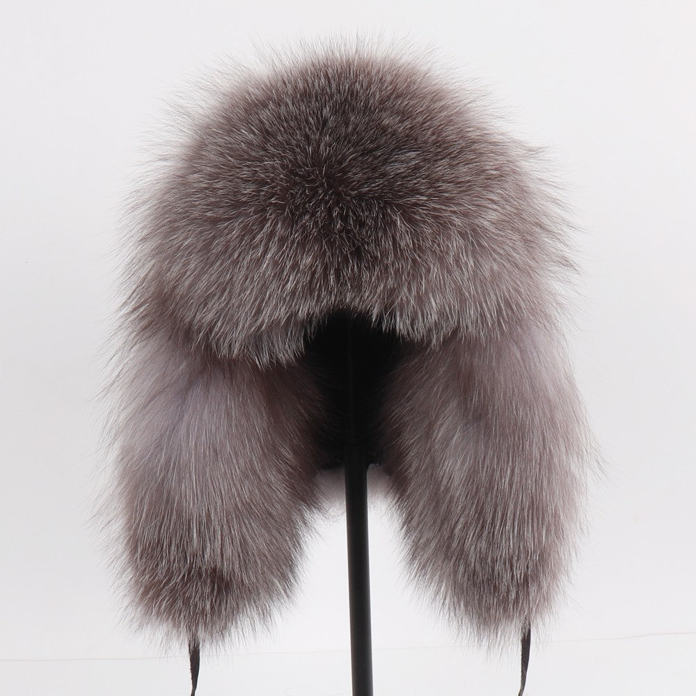 2025 Novo Chapéu Feminino Ushanka Russo de Pele de Raposa Natural Inverno Grosso Quente Orelhas Moda Chapéu Bomber Senhora Gorro Genuíno de Pele de Raposa Real