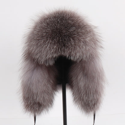 2025 Novo Chapéu Feminino Ushanka Russo de Pele de Raposa Natural Inverno Grosso Quente Orelhas Moda Chapéu Bomber Senhora Gorro Genuíno de Pele de Raposa Real