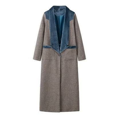 Autumn new women's clothing fashionable temperament versatile casual long plaid woolen coat