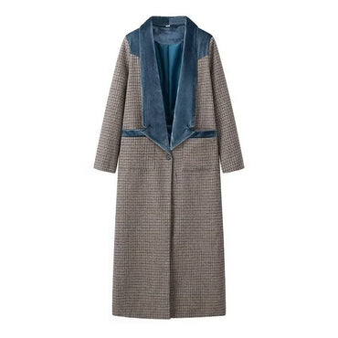 Autumn new women's clothing fashionable temperament versatile casual long plaid woolen coat