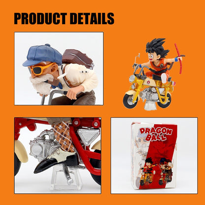 Anime Dragon Ball Z Anime Figura Son Goku Mestre Roshi Locomotivas PVC Ação Kame Sennin Motocicleta Brinquedos Modelo Colecionador Presentes