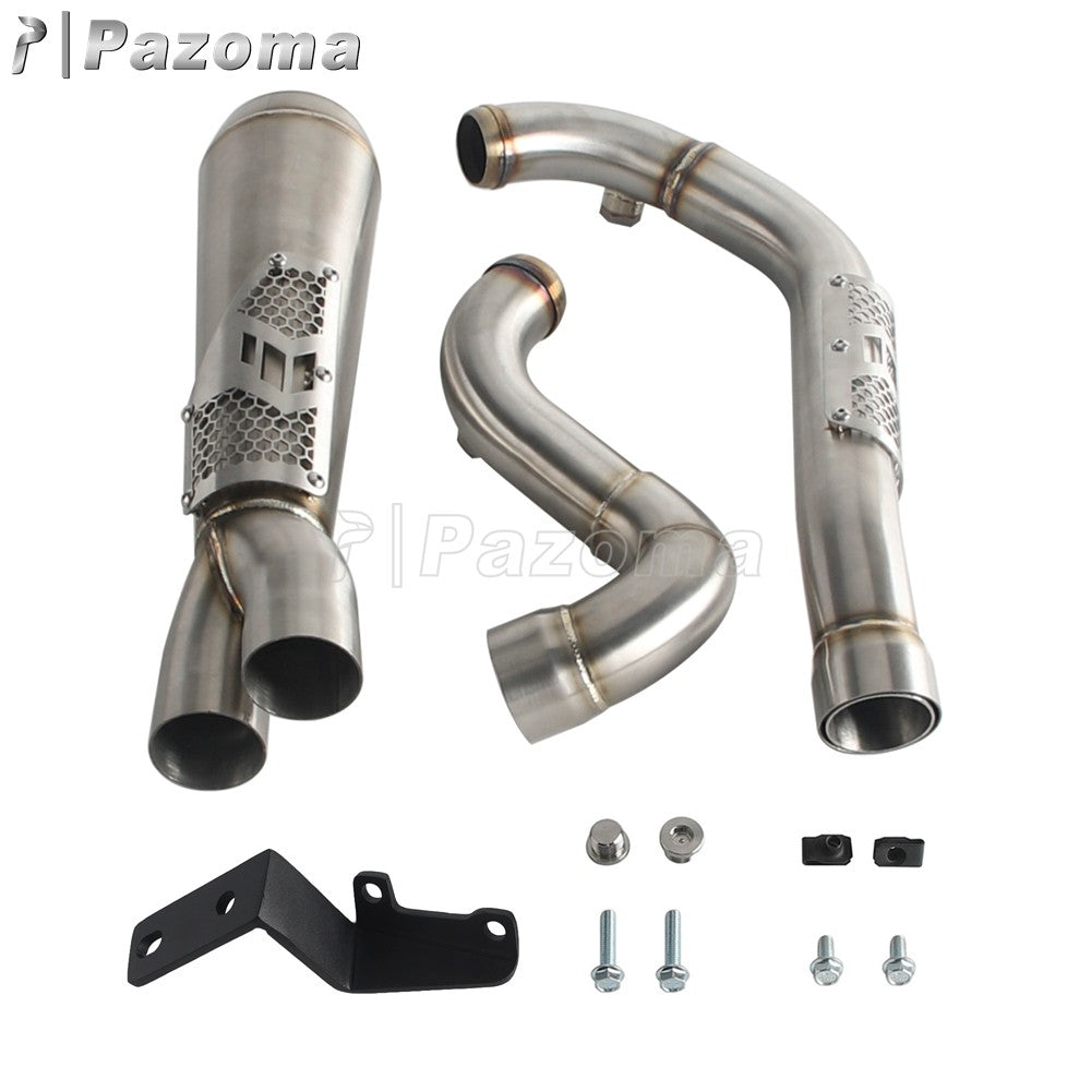 Pazoma 2-in-1 Exhaust Muffler Motorcycle Stepped Exhausts System For Harley Dyna Low Rider Street Fat Bob Super Wide Glide 06-17
