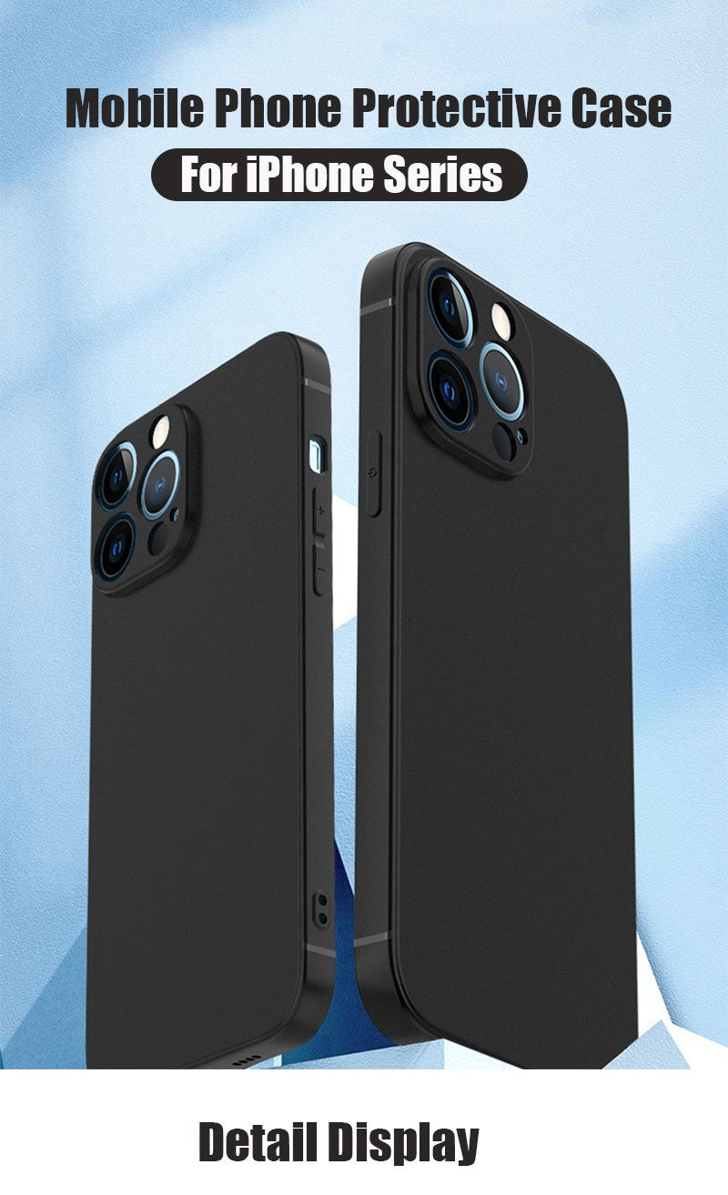 Capa de Telefone Preta de Luxo para iPhone 16 15 14 11 12 13 Pro Max 7 8 Plus 13 Mini 16E SE 2022 Xr X Xs Capa Traseira Fosca Macia