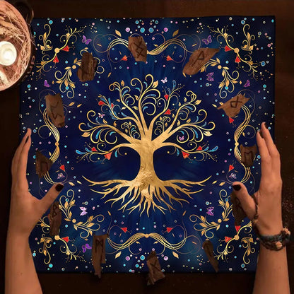 Colorful Tree Of Life Tarot Card Tablecloth Altar Cloth Pagan Pendulum Witchcraft Astrology Oracle Card Pad Divination Tools