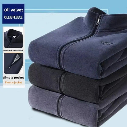 Jaqueta Esportiva de Moletom Solta Confortável para Pesca Jaqueta Masculina da Moda Versátil e Tendência Gola Alta Quente Acolchoada de Algodão
