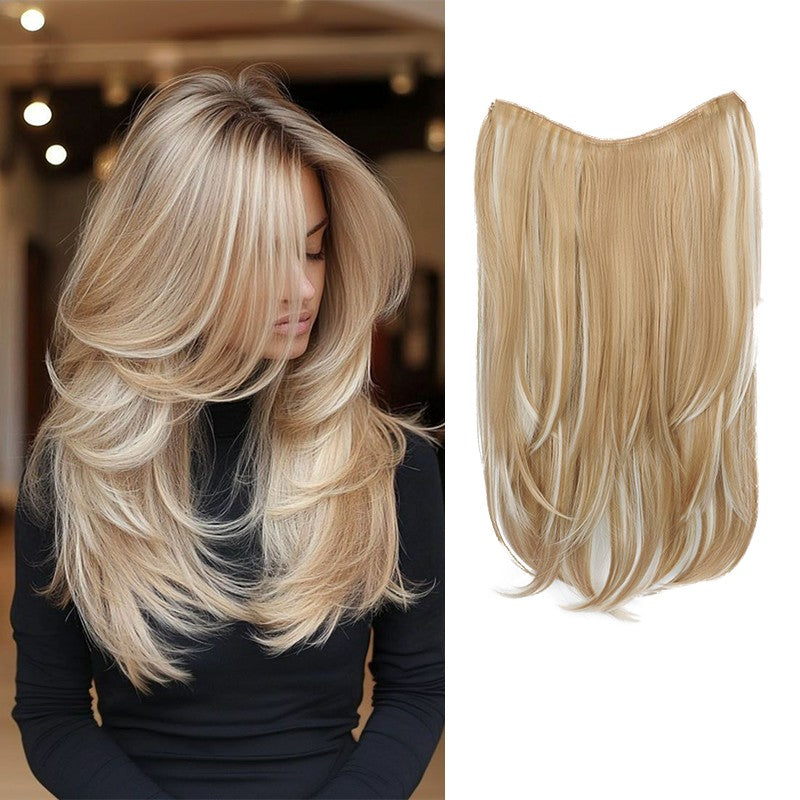 Aplique de Cabelo Sintético de 22 Polegadas, Uma Peça | Pontas Viradas para Dentro | Clips BB Fácil de Usar, Sem Danos | Volume e Comprimento Instantâneos