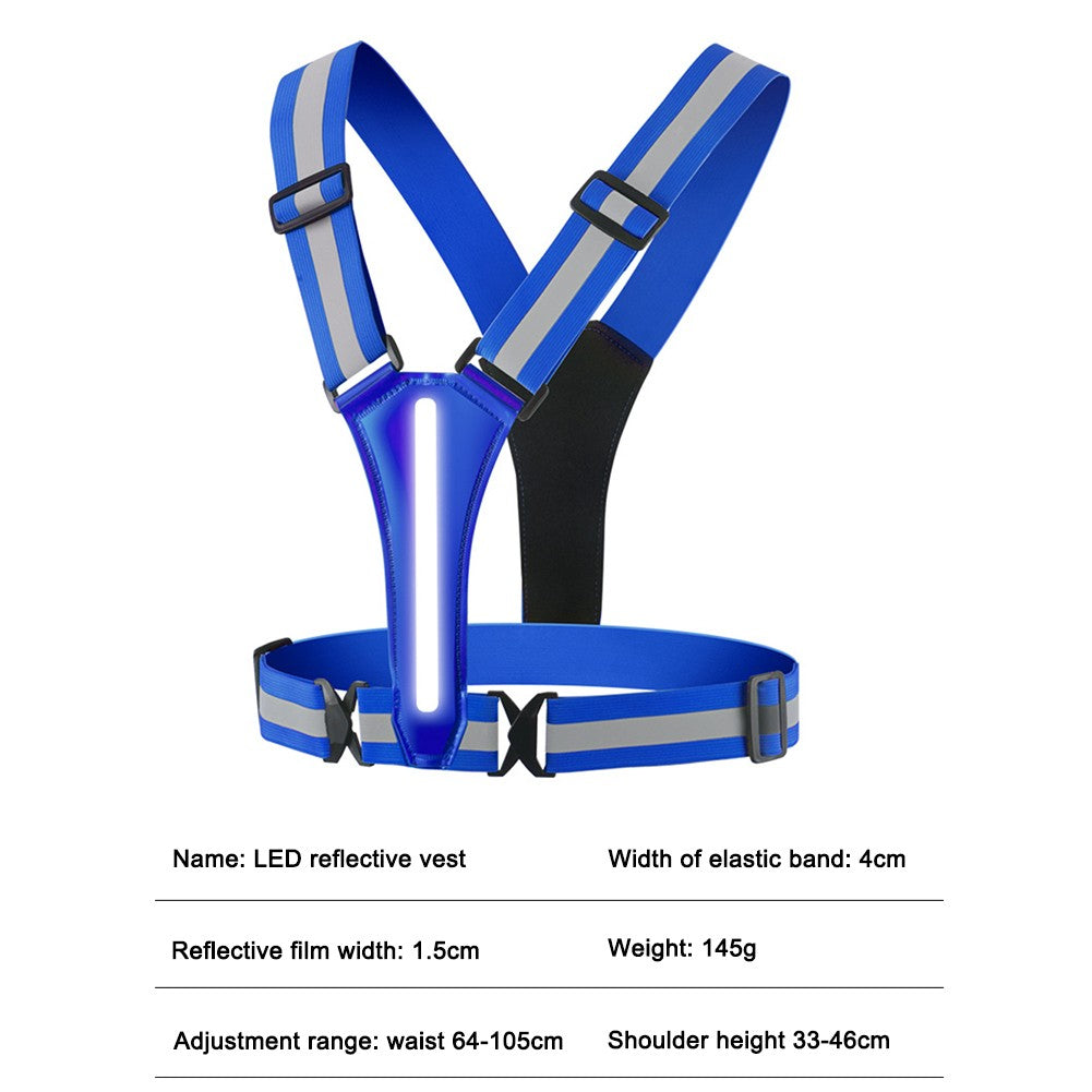 Glowing Reflector Straps Vest Adjustable & Elastic High Visibility Running Vest Safety Running Vest for Runners Night Walking