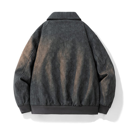 Jaqueta de Couro PU Masculina de Inverno, Grossa e Quente, Estilo Retrô, Gola Lapela, Casual, para Pesca ao Ar Livre, Tamanho Grande