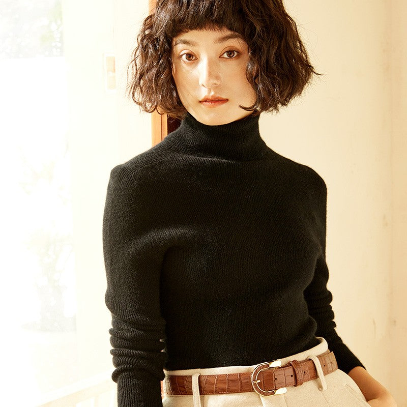 Autumn and Winter New Women's Sweater 100% Pure Cashmere High Collar Hoodie Knitted Basic Style Hot Selling Women's Top