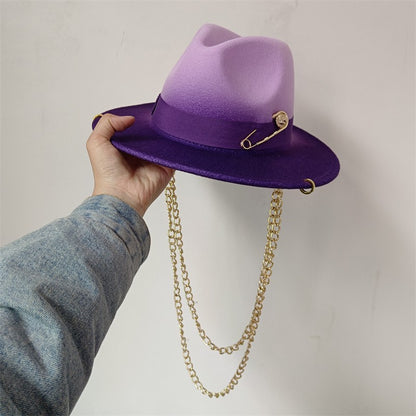 Vários chapéus DIY Chapéu Fedora com novos acessórios de corrente dourada, chapéu de inverno jazz hip-hop, chapéu de viagem, chapéu estilo punk, chapéu de igreja ????? ???????
