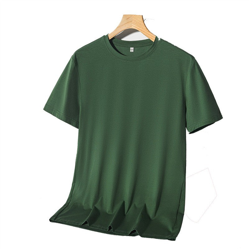 Men's Summer New Ice Silk Short-Sleeved T-Shirt Ice Cool Silk Smooth Men's Thin Top Loose Half-Sleeved Men's Body Shirt Pajamas