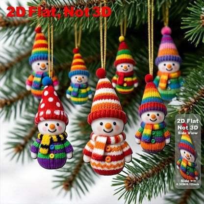 New··8/16Pcs 2D Christmas Snowman Pendants Wood Cartoon Xmas Tree Hanging Ornament DIY New Year Party Atmosphere Decor Supply