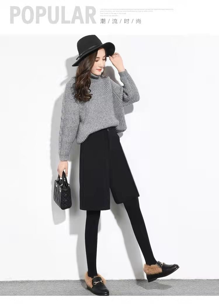 Women Clothing Autumn Winter Fashion Simplicity Woolen Cloth Trousers Female Appear Thin High Waist Loose Large Size Casual Pant