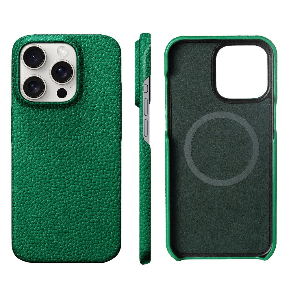 para Capa Magsafe para iPhone 17 15 16 Pro Max Air 17Pro Couro de Vaca Natural Lichia Protetor Magnético Capa Traseira de Luxo para Celular