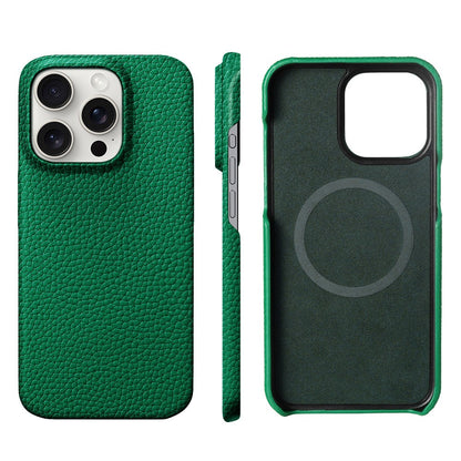 para Capa Magsafe para iPhone 17 15 16 Pro Max Air 17Pro Couro de Vaca Natural Lichia Protetor Magnético Capa Traseira de Luxo para Celular