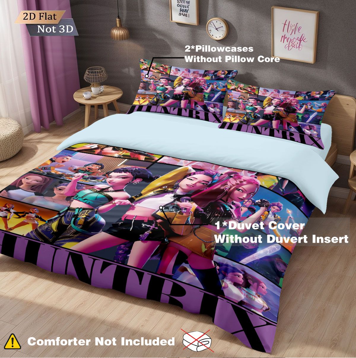 3pcs kpop Devil Girl Group Print coreless Bedding Set Multi Size Bedrooms Dormitory duvet Cover Soft  Machine Washable