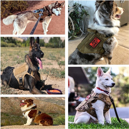 Coleira Grande Para Cães Arnês E Coleira Conjunto De Colete Para Animais De Estimação Arnês Tático Pastor Alemão Para Cães Pequenos