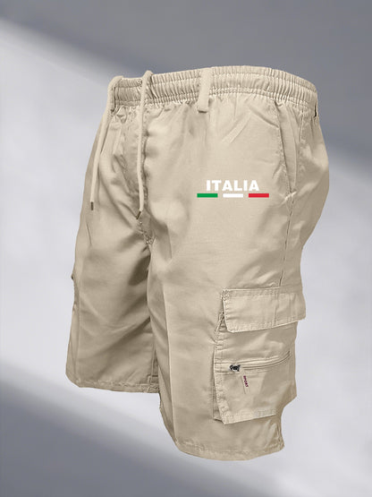 Men's Tactical Shorts Summer Casual Cargo Shorts Knee-length Multi-pockets Elastic Waist Work Hiking Overalls Short Pants Male