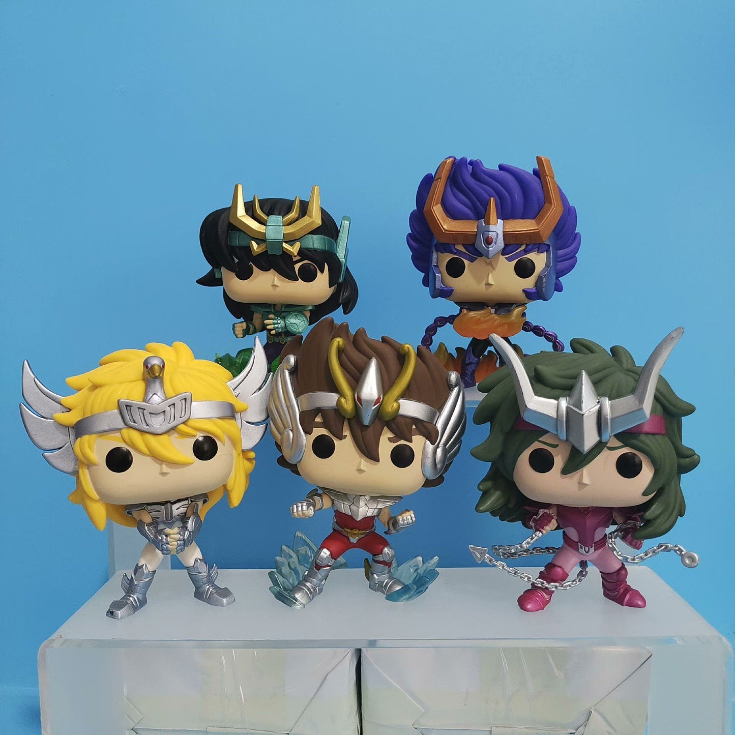 Funko Pop Cavaleiros do Zodíaco Boneco Articulado Hyoga de Cisne #808 Shiryu de Dragão #807 Shun de Andrômeda #809 Ikki de Fênix #810 Bonecos de Vinil Brinquedos